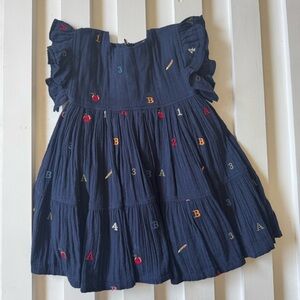Pink Chicken Navy Dress with Colorful Letters